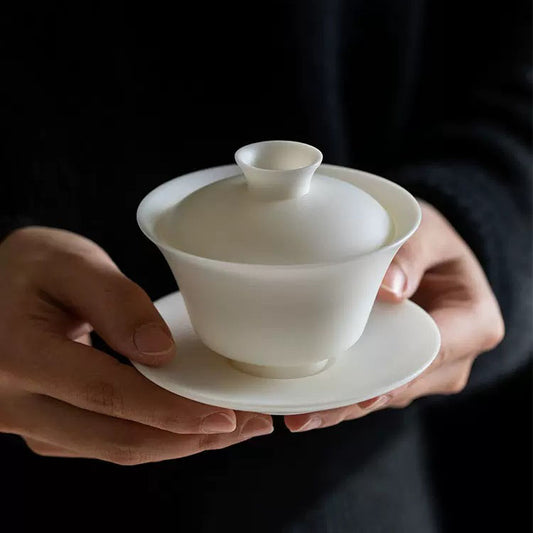 Mutton Fat Jade Porcelain "Gaiwan": The Art And Enjoyment Of Tea Tasting
