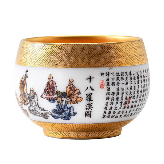 Eighteen Arhats Mutton Fat Jade Porcelain - Kingwares