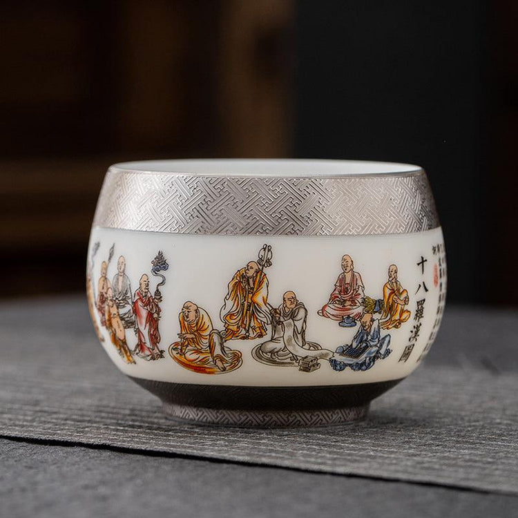 Eighteen Arhats Mutton Fat Jade Porcelain - Kingwares