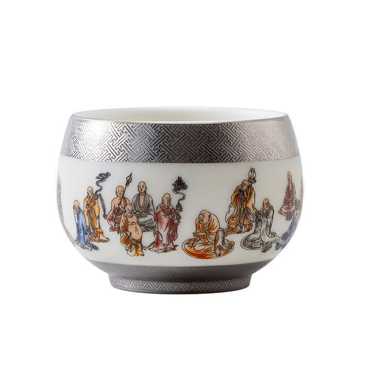 Eighteen Arhats Mutton Fat Jade Porcelain - Kingwares - Kingwares Tea Cups - Kingwares