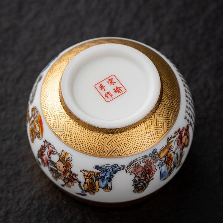 Eighteen Arhats Mutton Fat Jade Porcelain - Kingwares