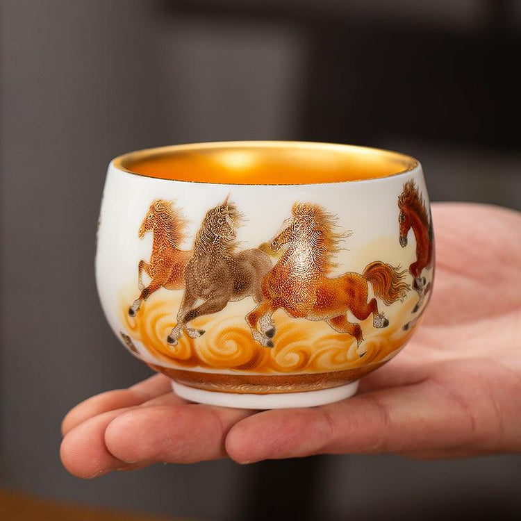 Painting of Steeds Mutton Fat Jade Porcelain - Kingwares