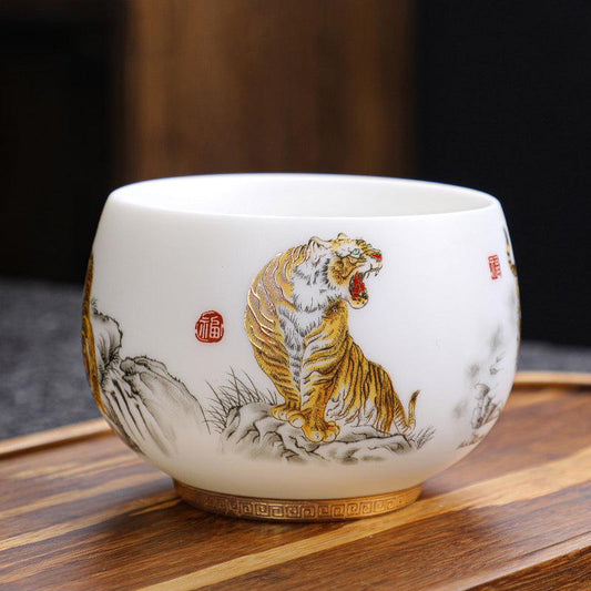 Roaring Tiger Mutton Fat Jade Porcelain - Kingwares - Kingwares Tea Cups - Kingwares