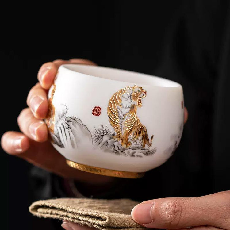 Roaring Tiger Mutton Fat Jade Porcelain - Kingwares