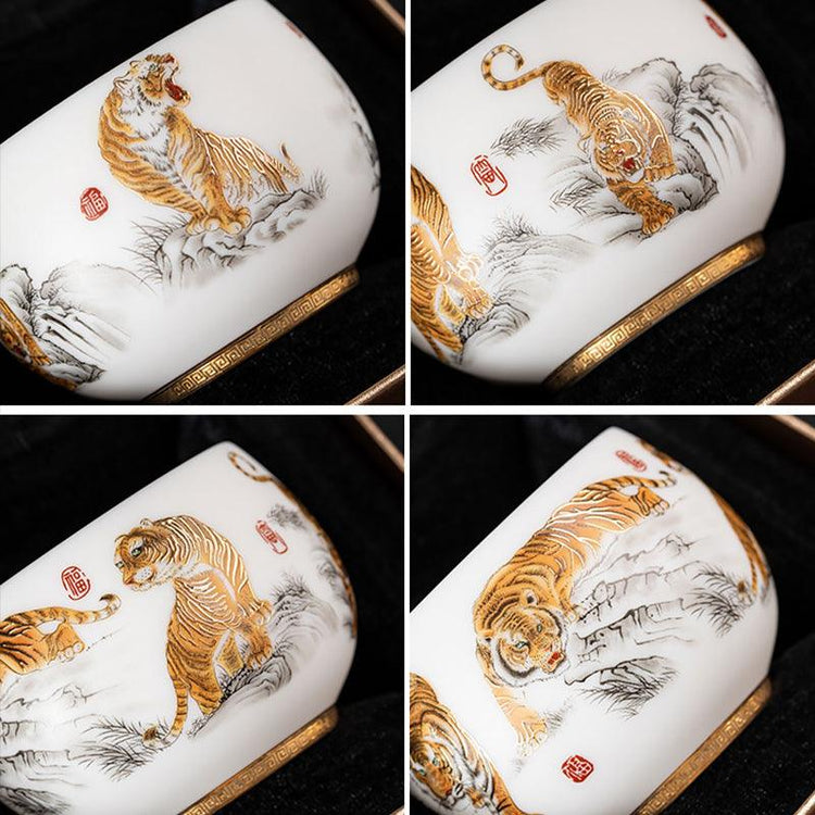 Roaring Tiger Mutton Fat Jade Porcelain - Kingwares