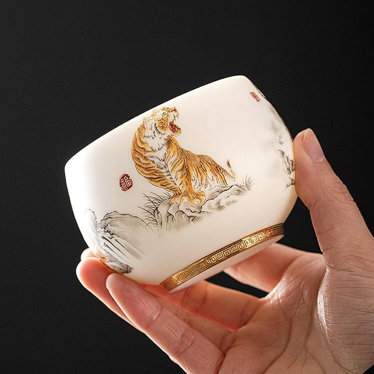 Roaring Tiger Mutton Fat Jade Porcelain - Kingwares