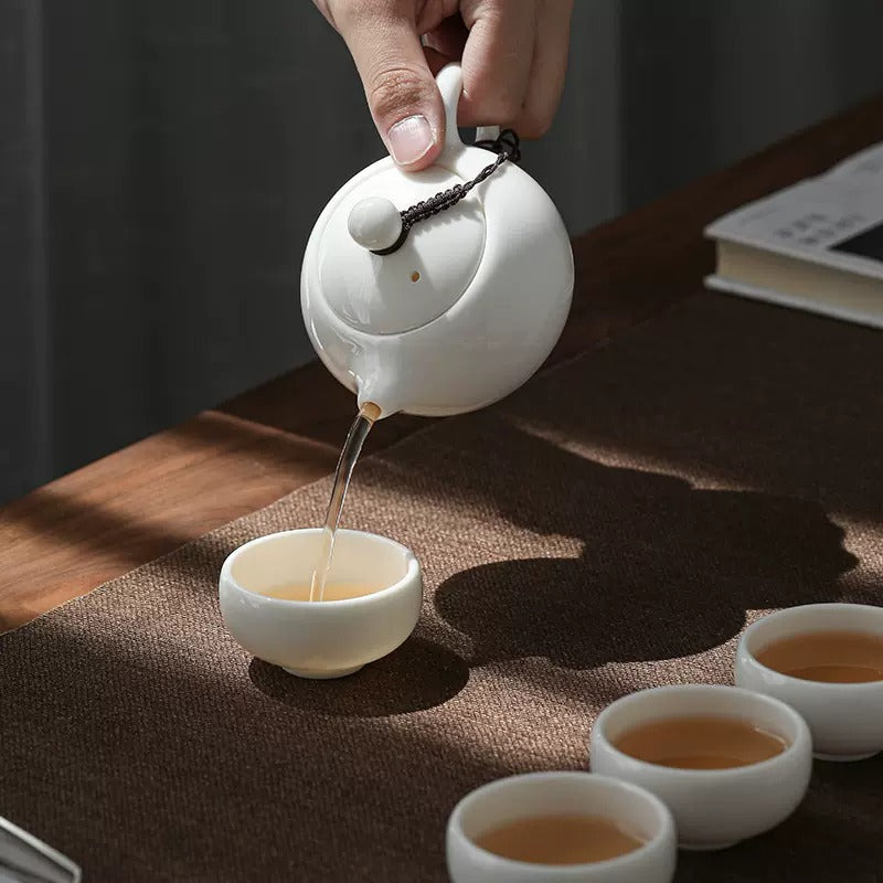 The Pairing of Mutton fat jade porcelain Teapot and Teacup