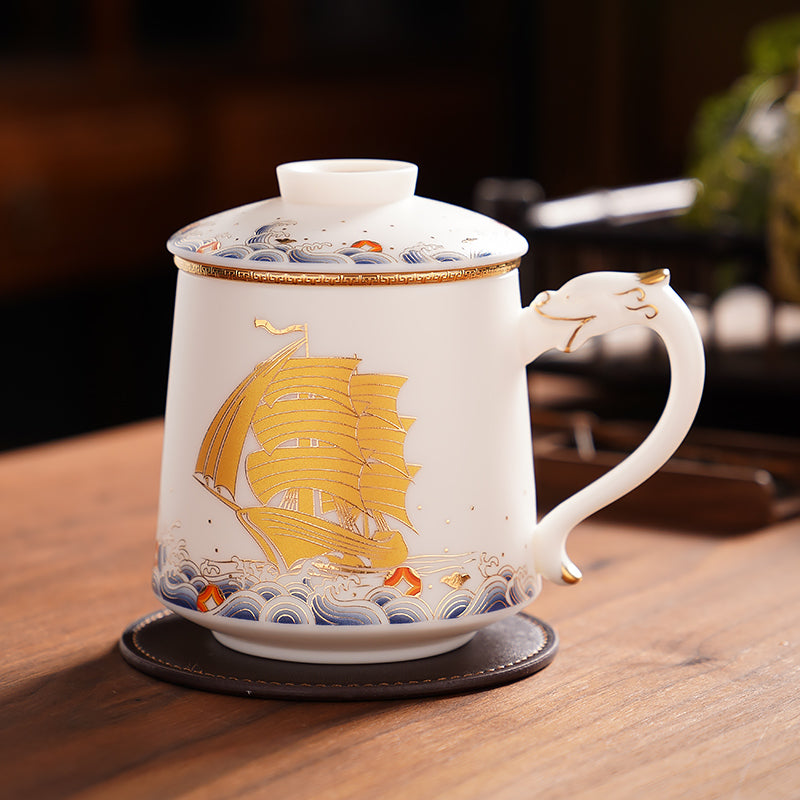 Sailboat Tea Mug, Symbol of Freedom and Wealth