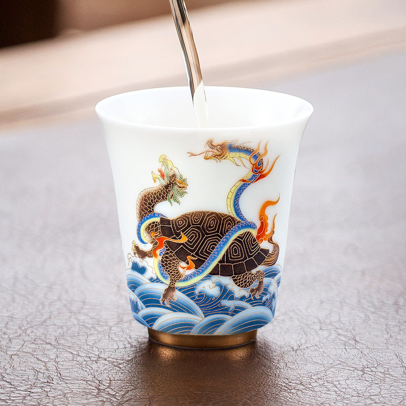 Experience The Joy Of Drinking Tea With The Mystical Xuanwu Mutton Fat Jade Porcelain Tea Cup