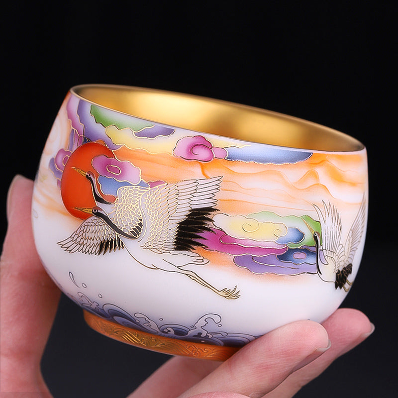 The Meaning and Cultural Significance of the Colored Clouds and Flying Cranes Tea Cup