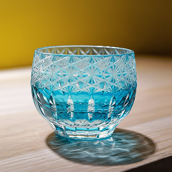 Blue Chrysanthemum Sake Glasses — Kingwares Crystal Sake Glass | Kingwares