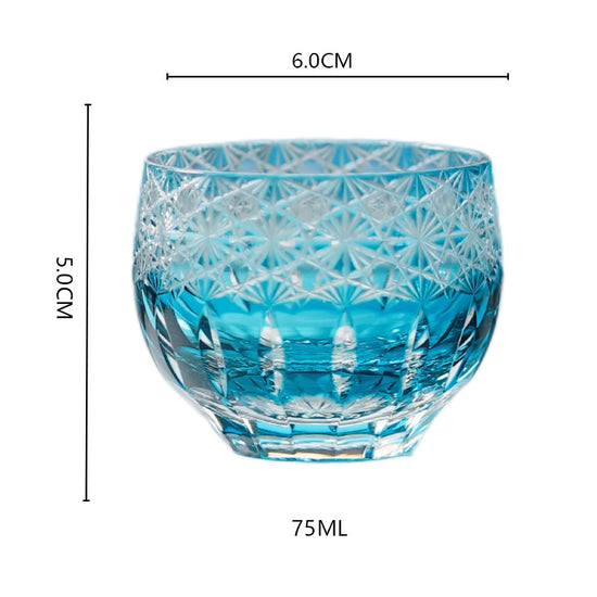 Blue Chrysanthemum Sake Glasses — Kingwares Crystal Sake Glass | Kingwares