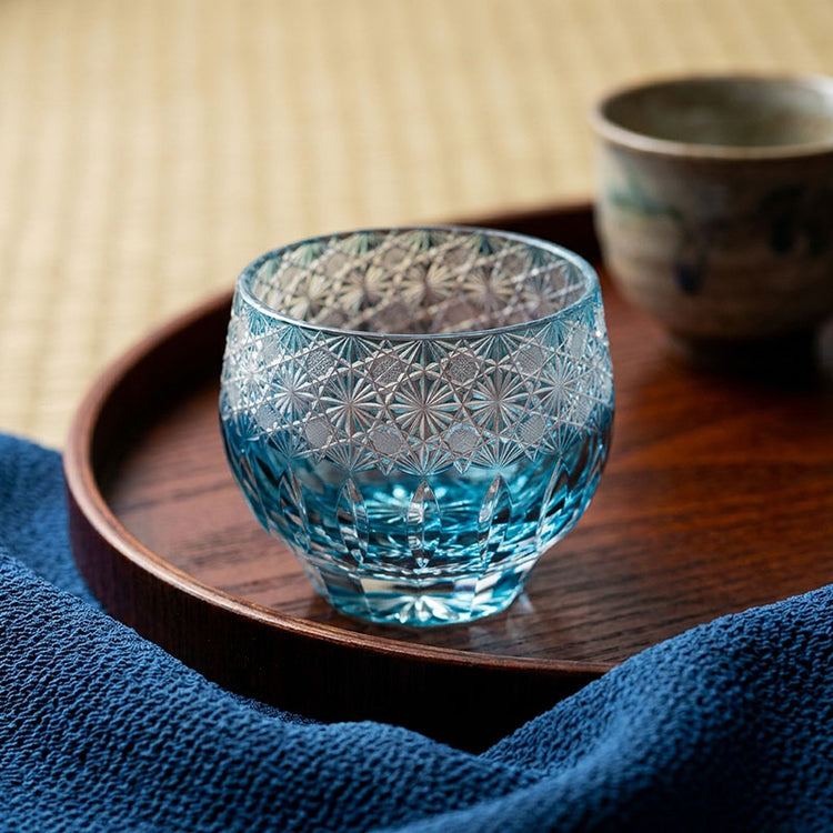 Blue Chrysanthemum Sake Glasses