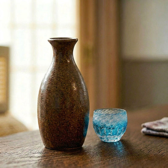 Blue Chrysanthemum Sake Glasses — Kingwares Crystal Sake Glass | Kingwares