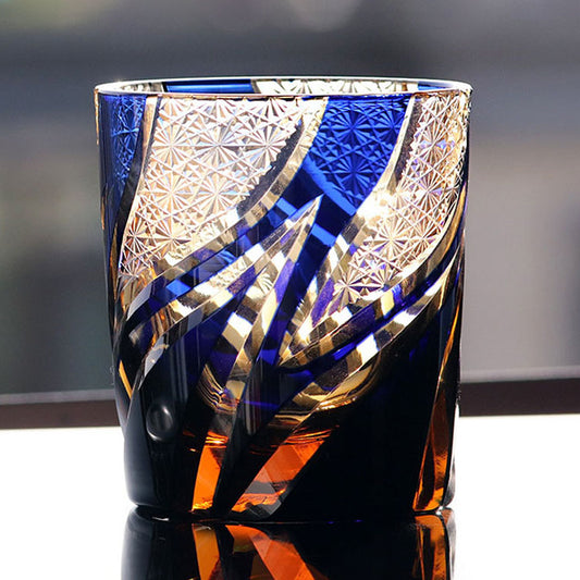Flame Pattern Whiskey Glasses, flame-inspired rocks glass for whiskey and bourbon — Kingwares Crystal Whiskey Glass | Kingwares