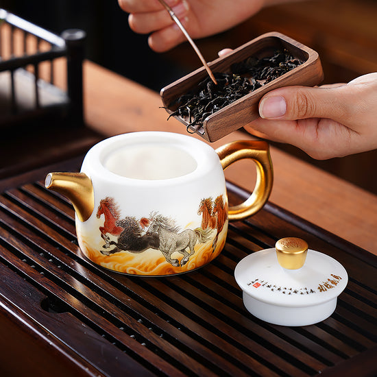 Painting of Steeds — Kingwares Teapots | Kingwares