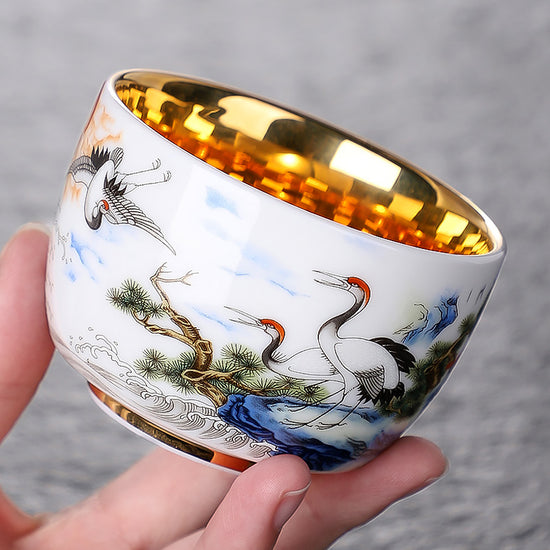 Longevity Crane (Glossy) — Kingwares Tea Cups | Kingwares
