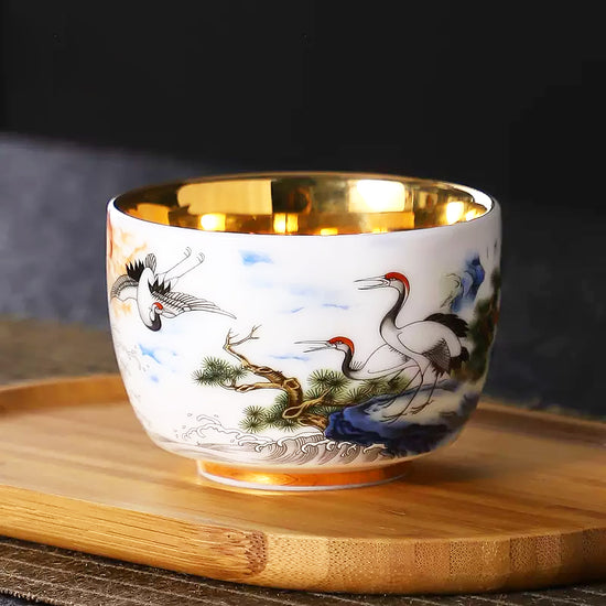 Longevity Crane (Glossy) — Kingwares Tea Cups | Kingwares