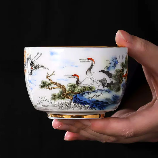 Longevity Crane (Glossy) — Kingwares Tea Cups | Kingwares