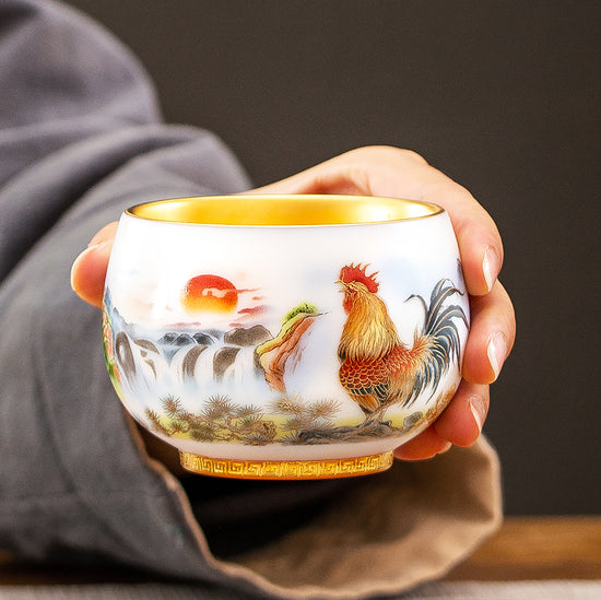 Golden Rooster Crows — Kingwares Tea Cups | Kingwares