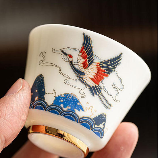 Flying Cranes Mutton Fat Jade Porcelain - Kingwares
