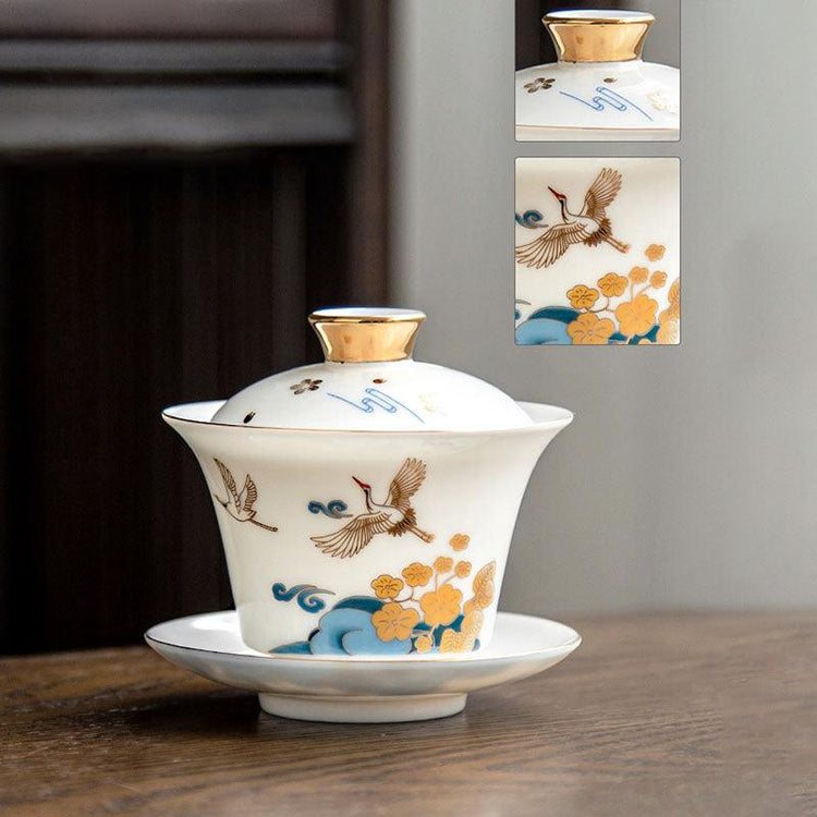Long-lived Cranes Mutton Fat Jade Porcelain - Kingwares