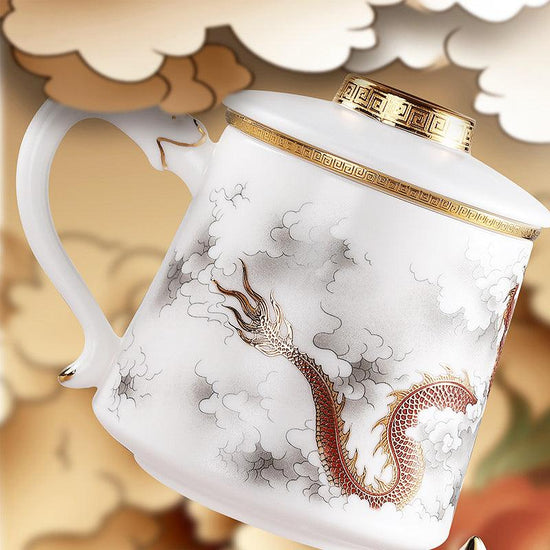 Flying Dragon Mutton Fat Jade Porcelain - Kingwares