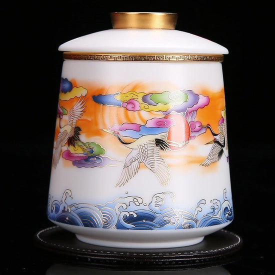 Long-lived Cranes Mutton Fat Jade Porcelain - Kingwares