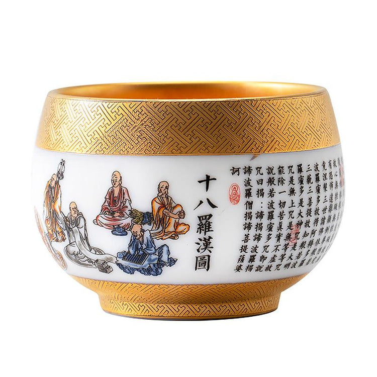 Eighteen Arhats Mutton Fat Jade Porcelain - Kingwares