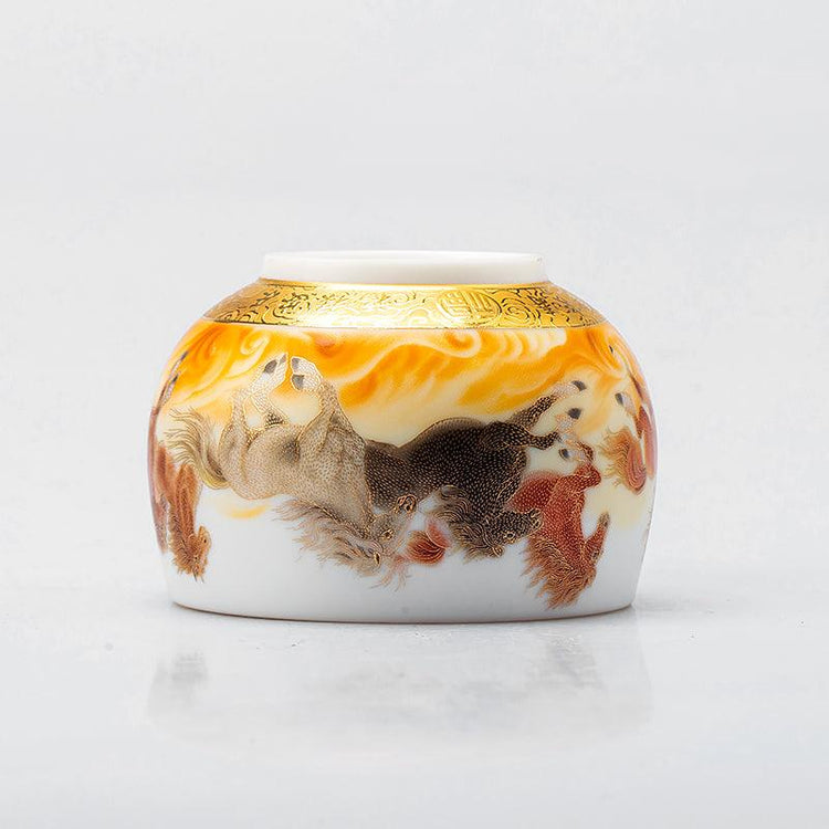 Painting of Steeds Mutton Fat Jade Porcelain - Kingwares