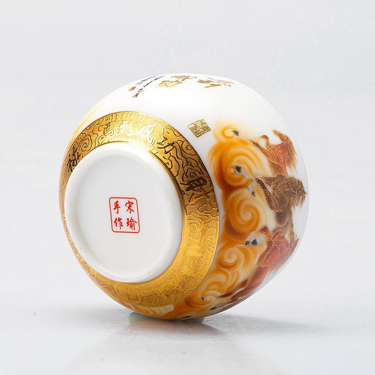 Painting of Steeds Mutton Fat Jade Porcelain - Kingwares