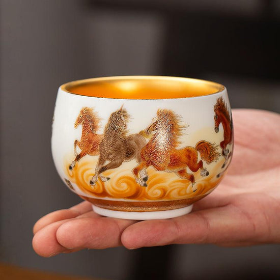 Painting of Steeds Mutton Fat Jade Porcelain - Kingwares — Kingwares Tea Cups | Kingwares