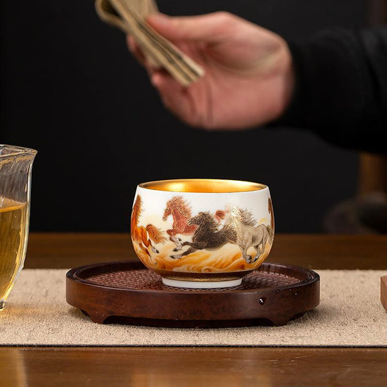 Painting of Steeds Mutton Fat Jade Porcelain - Kingwares — Kingwares Tea Cups | Kingwares