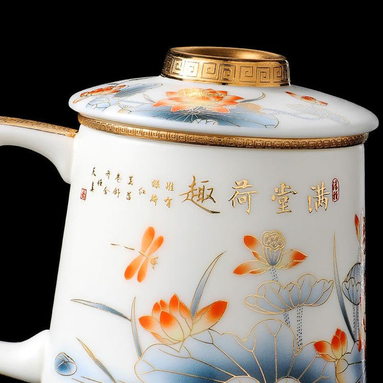 Lotus Flower Mutton Fat Jade Porcelain - Kingwares
