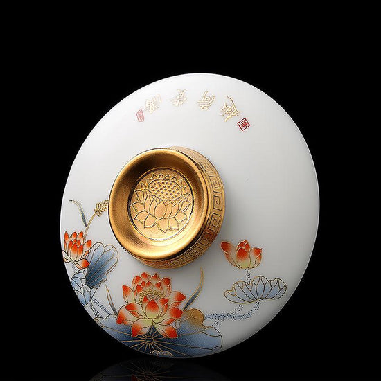 Lotus Flower Mutton Fat Jade Porcelain - Kingwares