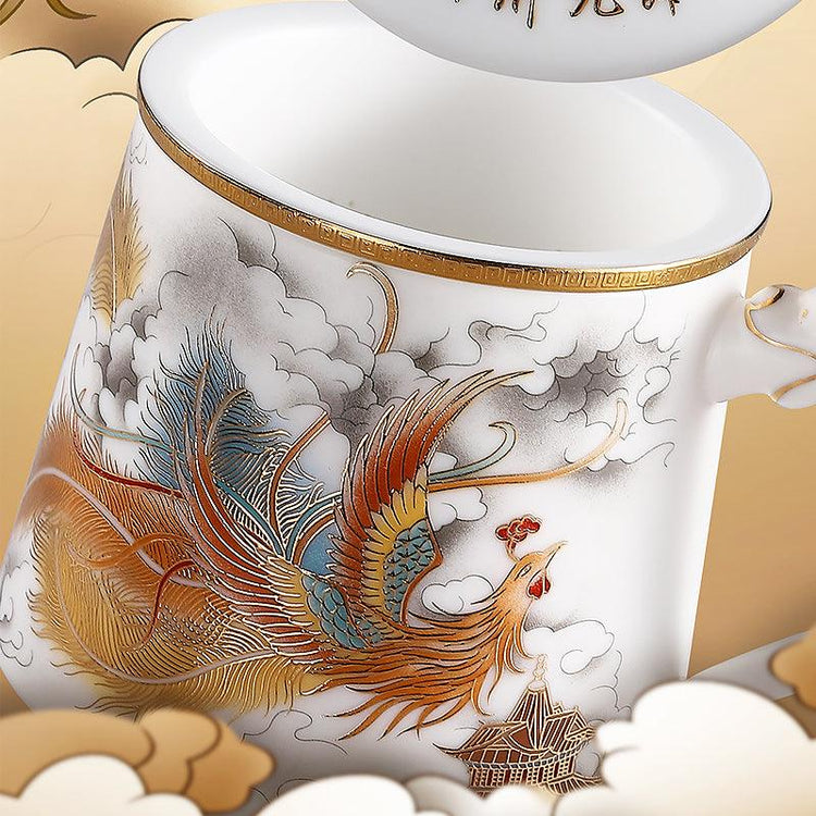 Mystical Phoenix Mutton Fat Jade Porcelain - Kingwares